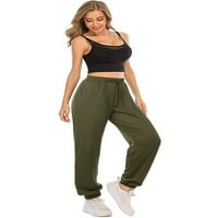 Bayan Yoga Sweatpants Gevşek Egzersiz Joggers Pantolon Rahat İpli dinlenme pantolonu cepli