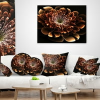 Designart Kahverengi Fraktal Çiçek - Modern Çiçekli Kırlent - 12x20