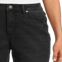 Zaman ve Tru Kadın Yıkılmış Etek Düz Bacak Kot Pantolon, 25.5 Kısa İç Dikiş, 4S-20S Bedenler