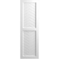 Ekena Millwork 18 W 77 H Gerçek Fit PVC İki Panel Chevron Modern Stil Sabit Montajlı Panjurlar, Beyaz