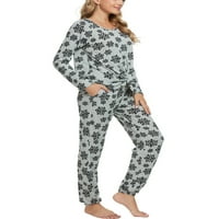 Benzersiz Pazarlık kadın Salonu Kıyafeti Cepler ile Uzun Kollu Pijama Pijama Setleri