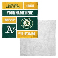 Oakland Atletizm MLB Colorblock Kişiselleştirilmiş İpek Dokunmatik Sherpa Atmak Battaniye