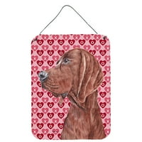 Carolines Hazineleri SC9707DS Redbone Coonhound Kalpler ve Aşk Duvar veya Kapı Asılı Baskılar, 12x16, çok renkli