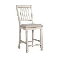 Amerika Mobilyaları Loretta Tezgah Yüksekliği Yemek Sandalyesi, Antika Beyaz