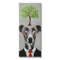 Stupell Sanayi Ağaç Büyüyen Köpek Takım Elbise Hayvanlar ve Böcekler Resim Galerisi Sarılmış Tuval Baskı Duvar Sanatı