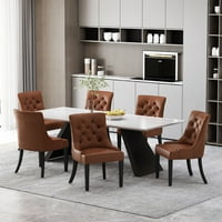 Noble House Will Fau Deri Yemek Sandalyeleri, 6'lı Set, Konyak Kahvesi, Espresso