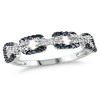 Karat T.W. Mavi ve Beyaz Pırlanta Gümüş Bağlantı yıldönümü yüzüğü
