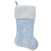 22 LED ışıklı mavi yanardöner ışıltılı kar tanesi Noel çorabı