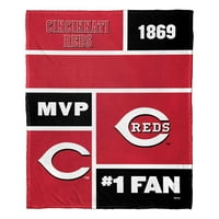 Cincinnati Reds MLB Colorblock Kişiselleştirilmiş ipek dokunuş 50 60 Battaniye Atmak