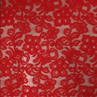 Çiçek Desenli Roma Tekstil% 100 Polyester Şönil Dantel Kumaş - Kırmızı