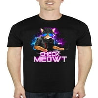 Kedi Dj Kontrol Miyav Mizah erkek grafikli tişört, 2XL boyutuna kadar