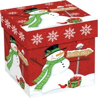 Tatil zamanı küçük küp kırmızı Kuzey Kutbu kardan adam Noel kağıt hediye kutusu