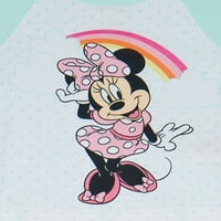 Disney Minnie Mouse Bebek ve Yürümeye Başlayan Kızlar Rahat Fit Pamuk Kısa Kollu T-Shirt ve Pantolon, 4 Parçalı Pijama