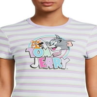 Tom ve Jerry Gençler Çizgili Kaburga grafikli tişört