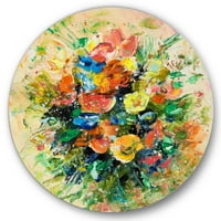Designart 'Antik Taze çiçekler Buket Kır Çiçekleri' Geleneksel Daire Metal Duvar Sanatı-Disk 36
