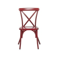 DecMode 19 W, 35H Metal Çiftlik Evi Dış Mekan Yemek Sandalyesi, Kırmızı, 2 Parça