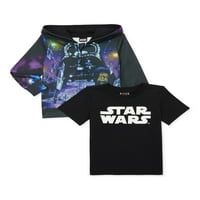 Star Wars Yürümeye Başlayan Çocuklar Yüceltilmiş fermuarlı kapüşonlu kıyafet ve Tişört, 2 Parçalı Set, Boyutları