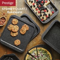 Prestij Taş Kuvars Bakeware Yapışmaz Kare Fırın Tepsileri, 3'lü Set, Altın Benekli Siyah