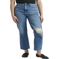 Gümüş Jeans A.Ş. Kadın Son Derece Arzu Edilen Yüksek Katlı Düz Bacak Kot Pantolon, Bel Ölçüleri 24-36