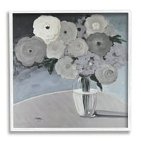 Stupell Sanayi Yuvarlak Kayrak Çiçek Çiçekleri Düzenleme Natürmort Boyama Beyaz Çerçeveli Sanat Baskı Duvar Sanatı,