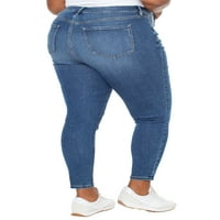 Ünlü Pembe Gençler Artı Boyutu Yüksek Katlı Curvy Skinny Jean
