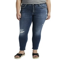 Gümüş Jeans A.Ş. Kadın Artı Boyutu Avery Yüksek Rise Skinny Jeans Bel boyutları 12-24