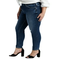 Gümüş Jeans A.Ş. Kadın Artı Boyutu Elyse Orta Rise Skinny Jeans Bel boyutları 12-24