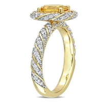 Karat T.G.W. Sitrin ve Karat T.W. Pırlanta 14kt Sarı Altın Vintage Nişan Yüzüğü