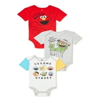 Susam Sokağı Erkek Bebek Bodysuits, 3'lü Paket, Bedenler 0 3 Aylık