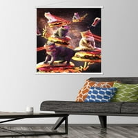 James Booker - Çizburger Üzerinde Galaxy Lazer Kediler Manyetik Çerçeveli Duvar Posteri, 22.375 34