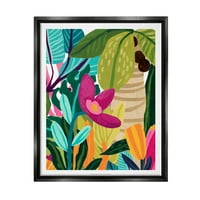 Stupell Ada Çalılık Kalın Tropikal Bitkiler Botanik ve Çiçek Boyama Siyah Şamandıra Çerçeveli Sanat Baskı Duvar Sanatı