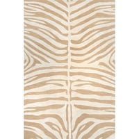 nuLOOM Zebra El Püsküllü Peluş Yün Alan Kilim, 5' 8', Ten Rengi