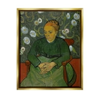 La Berceuse Portre Madame Roulin Van Gogh Botanik ve Çiçek Boyama Metalik Altın Çerçeveli Sanat Baskı Duvar Sanatı