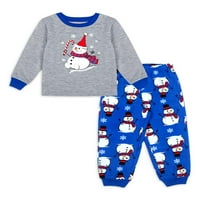 Eşleşen aile Noel pijama yürümeye başlayan çocuk kız Unise kardan adam 2 parçalı pijama takımı