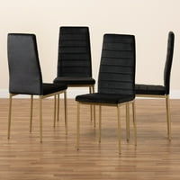 Baxton Studio Armand Yemek Sandalyesi, 4'lü Set, Siyah ve Altın