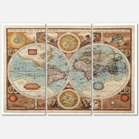Vintage Dünya Haritası VIII Boyama Tuval Sanat Baskı