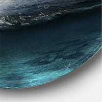 Designart 'Balıkçı Teknesiyle Dolunayda Göl' Deniz ve Kıyı Çemberi Metal Duvar Sanatı - 36'lık Disk