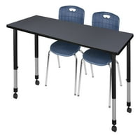 Kee 72 30 Yüksekliği Ayarlanabilir Seyyar Sınıf Masası - Gri & Andy 18'li Yığın Sandalyeler - Lacivert