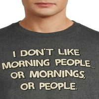 iyiyim ve Sabah İnsanlarını Sevmiyorum Komik Erkek Grafik Tişörtleri, 2'li Paket, Beden S-3XL