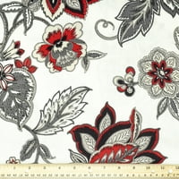 Waverly Inspirations 45 % 100 Pamuklu Çiçek Dikiş ve El Sanatları Kumaşı yd Cıvata, Beyaz, Kırmızı ve Gri