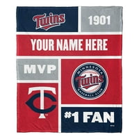 Minnesota Twins MLB Colorblock Kişiselleştirilmiş ipek dokunuş 50 60 Battaniye Atmak