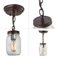 1-Light 3.9-in koyu kahve kahverengi LED yarı gömme montajlı ışık, cam turşu kavanozu geleneksel tavan lambası