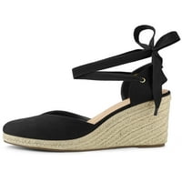 Benzersiz Pazarlık kadın Espadrille Platformu Kama Topuk Lace Up Sandalet