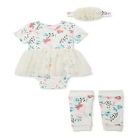 Miniville Kız Bebek Tutu Elbise, Bacak ısıtıcıları ve Kafa Bandı Kıyafeti, 3'lü Set