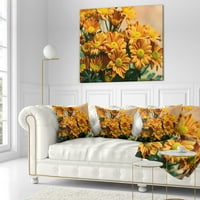 Designart Bahçede Parlak Sarı Çiçekler - Çiçekli Kırlent - 18x18