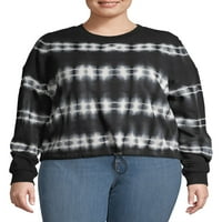 Sınır Yok Gençlerin Büyük Beden Kravat Boyası Cinched Crewneck Sweatshirt