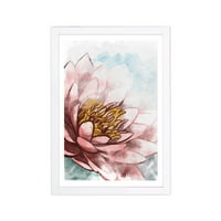 Wynwood Stüdyo Çiçek ve Botanik Çerçeveli Duvar Sanatı Baskılar 'Nazik Lotus' Florals Ev Dekorasyonu-Pembe, Mavi,
