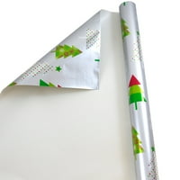 Kağıt Noel Folyo Ambalaj Kağıdı, Sq Ft, 1 Paket, Ağaç Hediye Paketi ile Gümüş