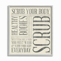 Stupell IndustriesScrub Your Body Tipografi Banyo Çerçeveli Duvar Sanatı Sd Grafik Stüdyosu
