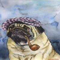 Pug Sherlock Sarılmış Tuval üzerine Resim Baskısı